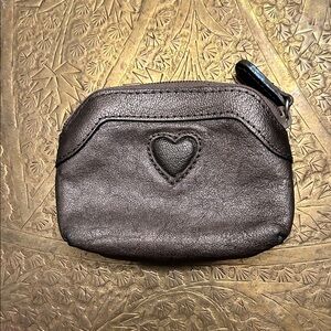 Authentic Brighton Heart Embossed Bronze Leather Pouch Coin Purse